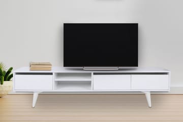 Fresenborg Golvstående TV Bänk 180 cm med Förvaring i Målat Trä - Vit - Möbler - Tv möbel & mediamöbel - TV bänk & mediabänk