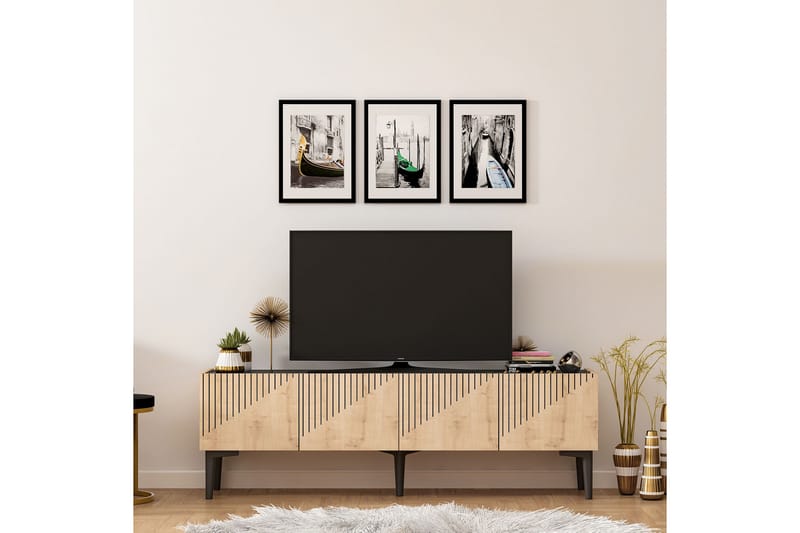 Garrelsweer Tv-bänk 154 cm - Ljus Natur/Svart - Möbler - Tv möbel & mediamöbel - TV bänk & mediabänk