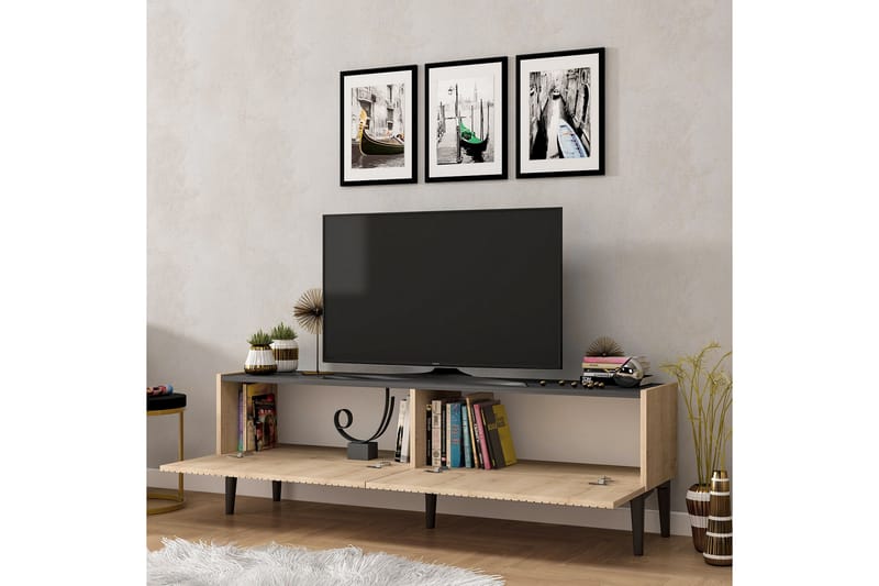 Garrelsweer Tv-bänk 154 cm - Ljus Natur/Svart - Möbler - Tv möbel & mediamöbel - TV bänk & mediabänk