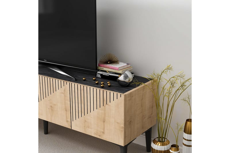 Garrelsweer Tv-bänk 154 cm - Ljus Natur/Svart - Möbler - Tv möbel & mediamöbel - TV bänk & mediabänk