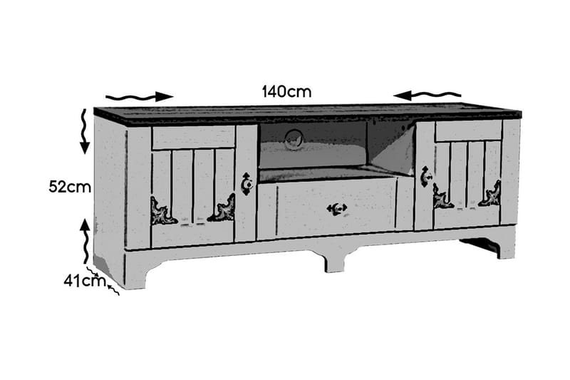 Gaszpar Tv-bänk 140 cm - Vit/Valnöt - TV bänk & mediabänk