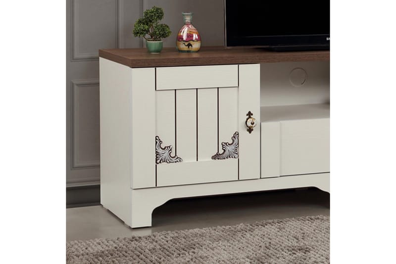 Gaszpar Tv-bänk 140 cm - Vit/Valnöt - Möbler - Tv möbel & mediamöbel - TV bänk & mediabänk