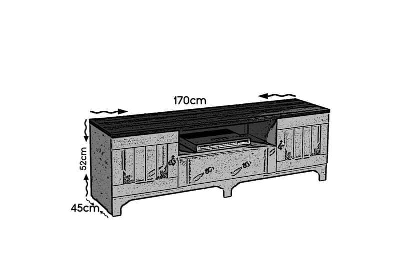 Gaszpar Tv-bänk 170 cm - Vit/Valnöt - TV bänk & mediabänk