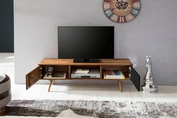 Gateau Golvstående TV Bänk 140 cm med Förvaring i Ljust Trä - Brun - Möbler - Tv möbel & mediamöbel - TV bänk & mediabänk