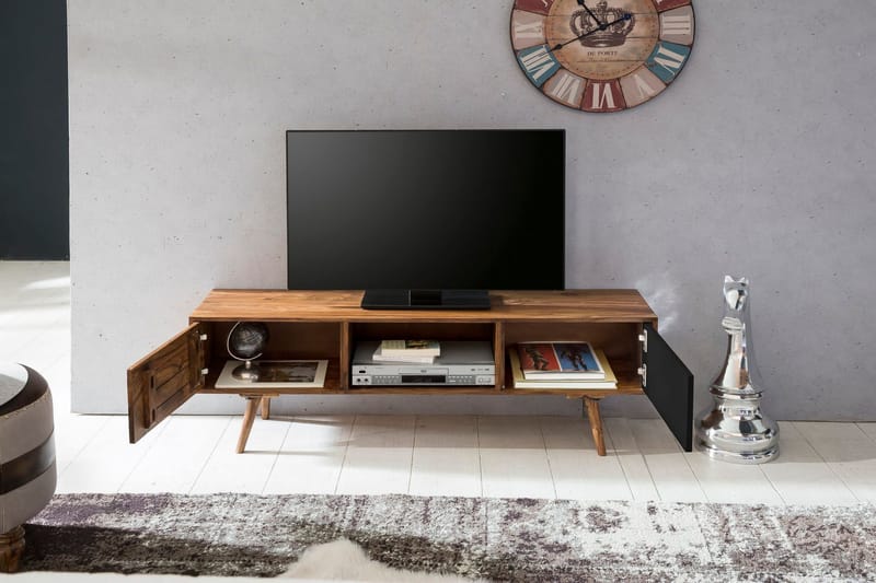 Gateau Golvstående TV Bänk 140 cm med Förvaring i Ljust Trä - Brun - Möbler - Tv möbel & mediamöbel - TV bänk & mediabänk