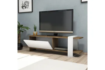 Gersby Golvstående Tv Bänk 120 cm med Förvaring i Mörkt Trä - Vit|Brun - Möbler - Tv möbel & mediamöbel - TV bänk & mediabänk