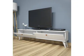 Gersby Golvstående TV Bänk 160 cm med Förvaring i Målat Trä - Vit - Möbler - Tv möbel & mediamöbel - TV bänk & mediabänk