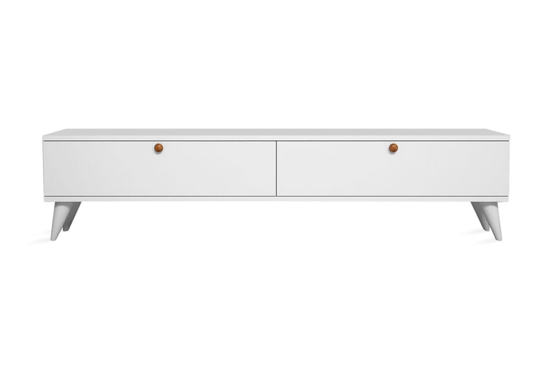 Gersby Golvstående TV Bänk 160 cm med Förvaring i Målat Trä - Vit - Möbler - Tv möbel & mediamöbel - TV bänk & mediabänk