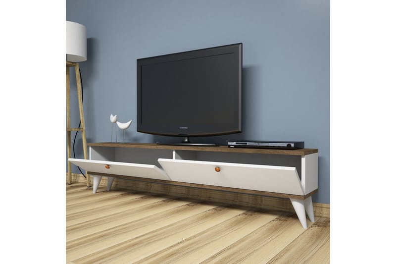 Gersby TV-Bänk 160 cm - Vit/Brun - Möbler - Tv möbel & mediamöbel - TV bänk & mediabänk
