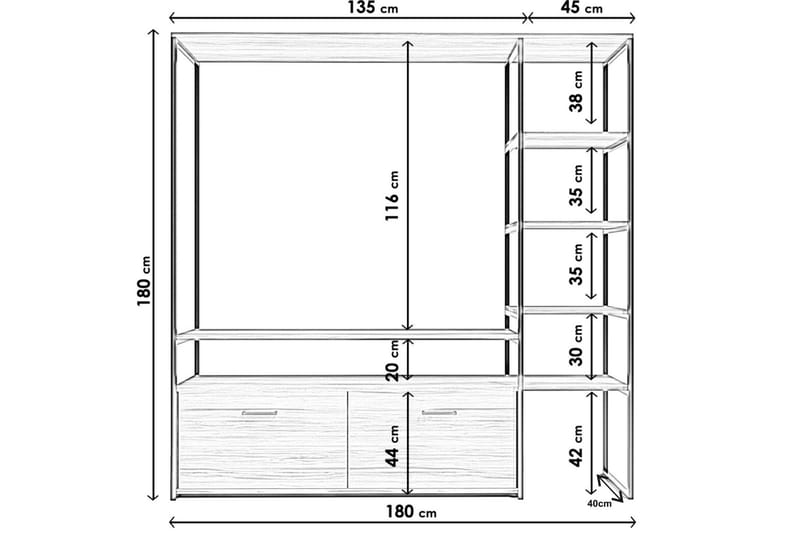 Gilzes Tv-bänk 180 cm - Valnöt - Möbler - Tv möbel & mediamöbel - TV bänk & mediabänk