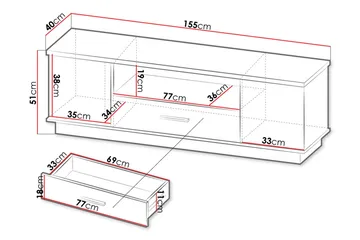Golvstående Tv Bänk 155 cm med Förvaring i Ek - Beige - Möbler - Tv möbel & mediamöbel - TV bänk & mediabänk