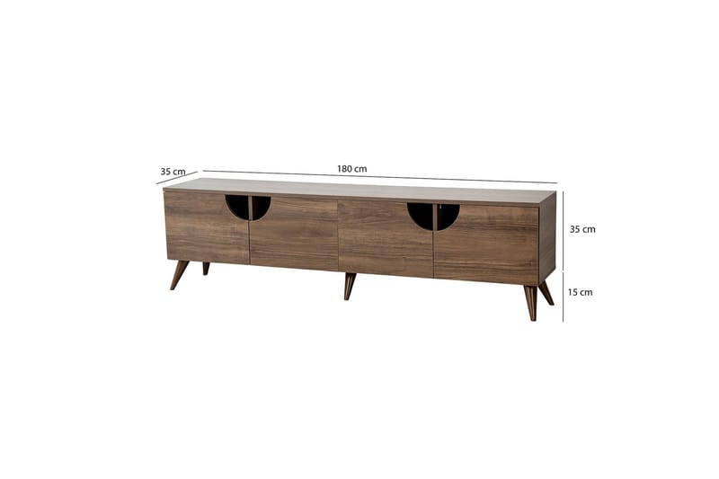 Grotte Tv Bänk 180 cm med Förvaring i Valnöt - Brun - Möbler - Tv möbel & mediamöbel - TV bänk & mediabänk