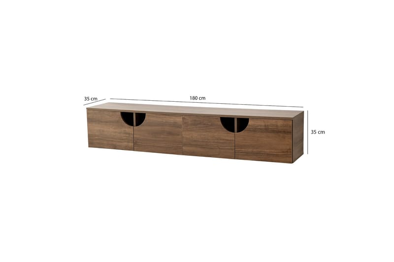 Grotte Vägghängd Tv Bänk 180 cm med Förvaring i Valnöt - Brun - Möbler - Tv möbel & mediamöbel - TV bänk & mediabänk