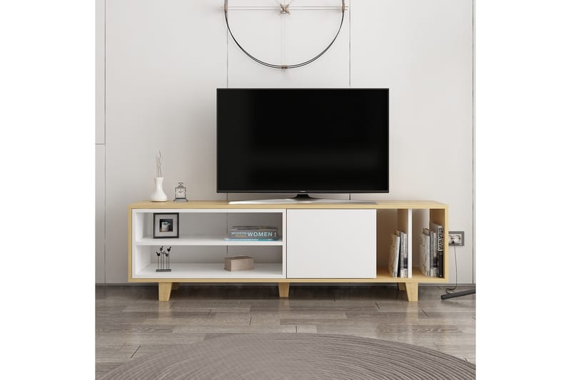 Hachen Tv-bänk 160 cm - Natur/Vit - TV bänk & mediabänk