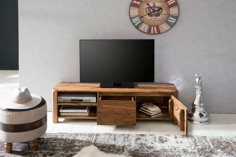 Hafsah Golvstående TV-bänk 140 cm med Förvaring i Valnöt - Brun - Möbler - Tv möbel & mediamöbel - TV bänk & mediabänk