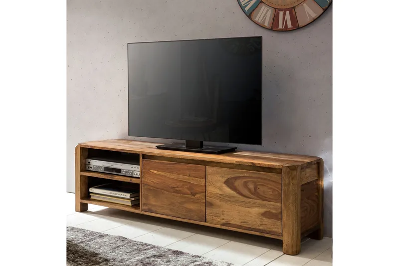 Hafsah Golvstående TV-bänk 140 cm med Förvaring i Valnöt - Brun - Möbler - Tv möbel & mediamöbel - TV bänk & mediabänk