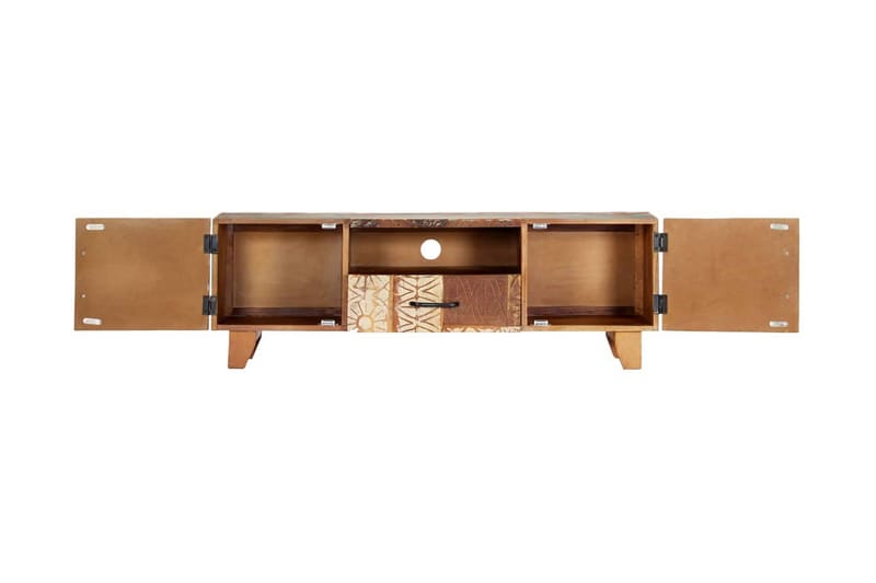 Handsnidad TV-bänk 120x30x40 cm massivt återvunnet trä - Brun - Möbler - Tv möbel & mediamöbel - TV bänk & mediabänk