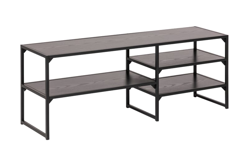 Hasslevik Tv-bänk 120 cm 3 Hyllor - Svart/Matt Svart - Möbler - Tv möbel & mediamöbel - TV bänk & mediabänk