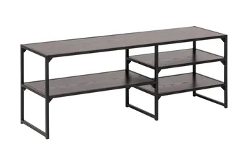 Hasslevik Tv-bänk 120 cm 3 Hyllor - Svart/Matt Svart - Möbler - Tv möbel & mediamöbel - TV bänk & mediabänk
