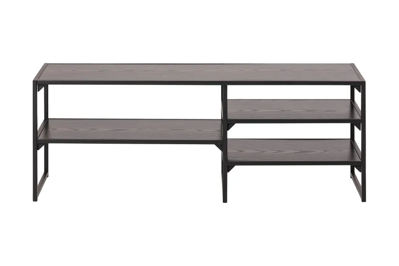 Hasslevik Tv-bänk 120 cm 3 Hyllor - Svart/Matt Svart - Möbler - Tv möbel & mediamöbel - TV bänk & mediabänk