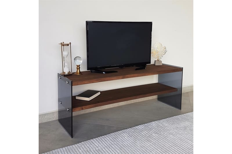 Heglar Golvstående TV Bänk 120 cm med Förvaring i Valnöt - Brun - Möbler - Tv möbel & mediamöbel - TV bänk & mediabänk