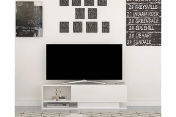 Hejde Golvstående TV Bänk 120 cm med Förvaring i Målat Trä - Vit - Möbler - Tv möbel & mediamöbel - TV bänk & mediabänk