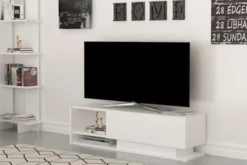 Hejde Golvstående TV Bänk 120 cm med Förvaring i Målat Trä - Vit - Möbler - Tv möbel & mediamöbel - TV bänk & mediabänk