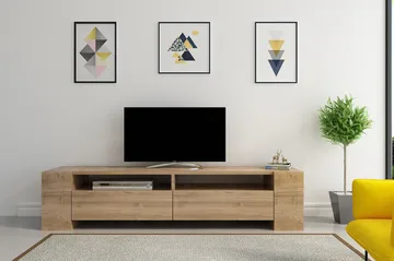 Hejde Golvstående TV Bänk 155 cm med Förvaring i Mörkt Trä - Brun - Möbler - Tv möbel & mediamöbel - TV bänk & mediabänk