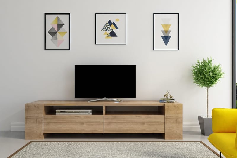Hejde Golvstående TV Bänk 155 cm med Förvaring i Mörkt Trä - Brun - Möbler - Tv möbel & mediamöbel - TV bänk & mediabänk