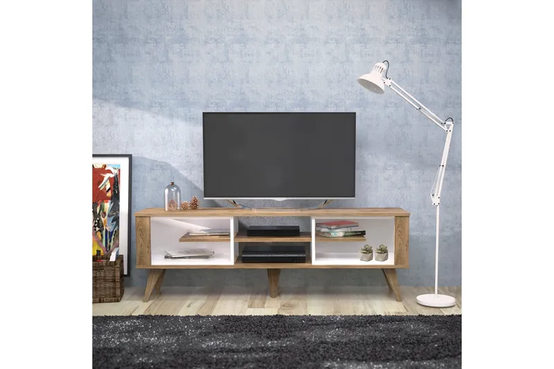 Hejde Golvstående TV Bänk 160 cm med Förvaring i Mörkt Trä - Valnötsbrun - Möbler - Tv möbel & mediamöbel - TV bänk & mediabänk