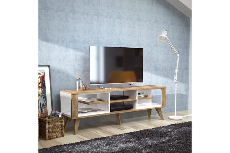 Hejde Golvstående TV Bänk 160 cm med Förvaring i Mörkt Trä - Valnötsbrun - Möbler - Tv möbel & mediamöbel - TV bänk & mediabänk
