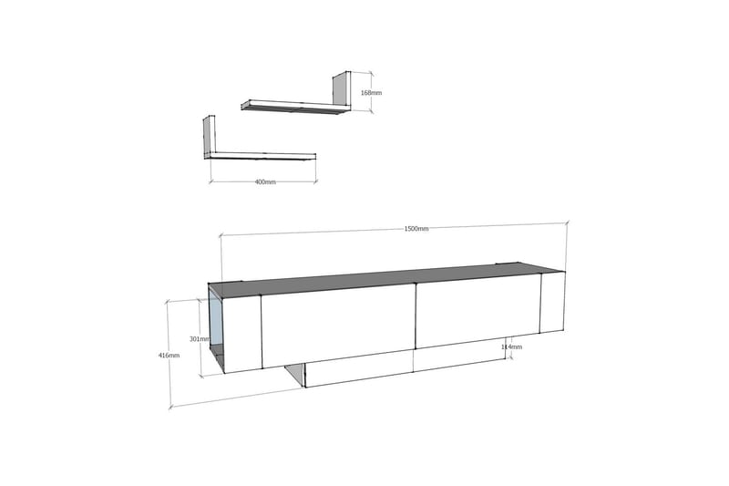 Hejde TV-Bänk 150 cm - Brun/Vit - Möbler - Tv möbel & mediamöbel - TV bänk & mediabänk