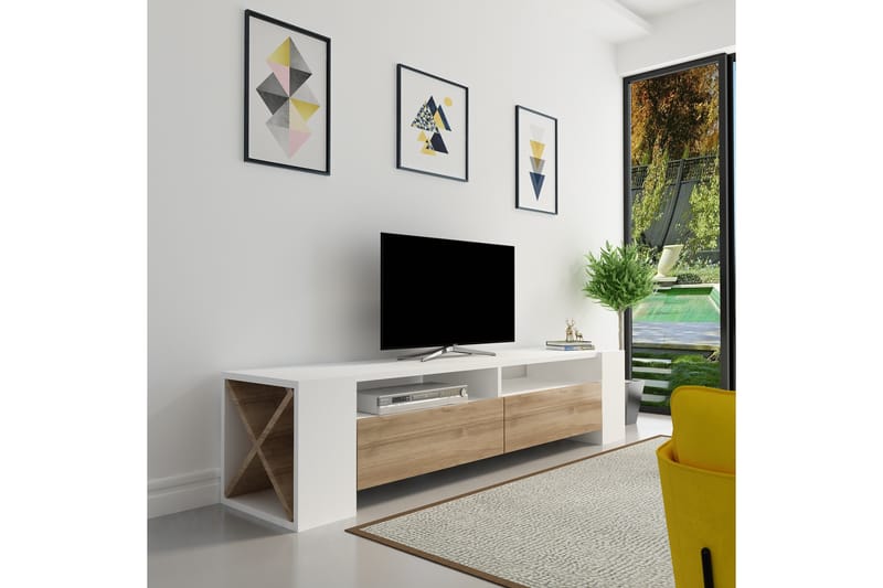 Hejde TV-Bänk 155 cm - Vit/Brun - Möbler - Tv möbel & mediamöbel - TV bänk & mediabänk