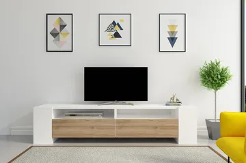 Hejde TV-Bänk 155 cm - Vit/Brun - Möbler - Tv möbel & mediamöbel - TV bänk & mediabänk