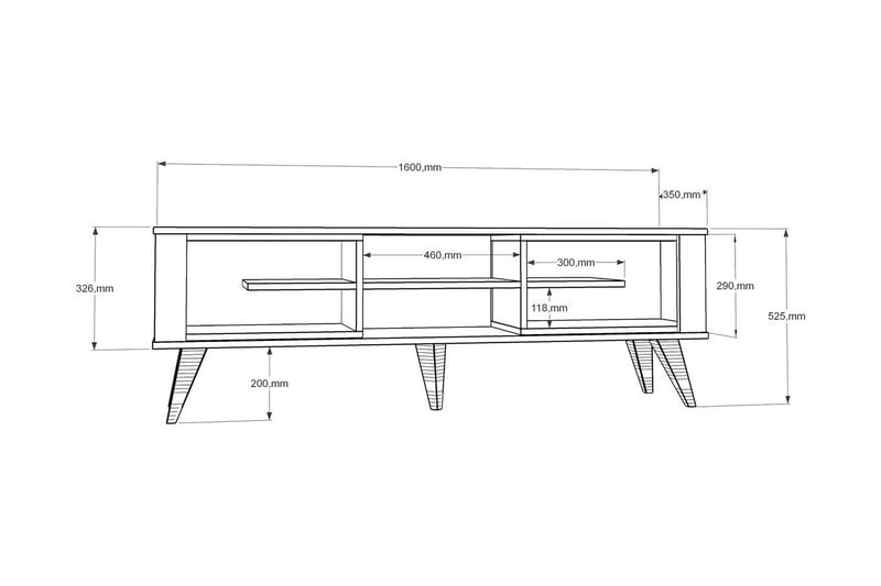 Hejde TV-Bänk 160 cm - Brun/Vit - TV bänk & mediabänk