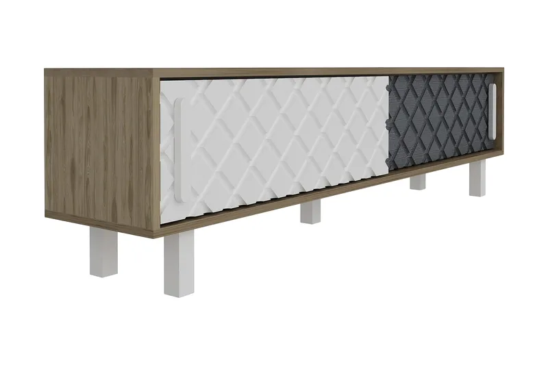 Hejde TV-Bänk 180 cm, Brun/Vit