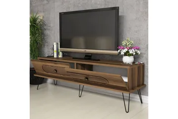 Hovdane Golvstående TV-bänk 145 cm med Förvaring i Mörkt Trä - Brun - Möbler - Tv möbel & mediamöbel - TV bänk & mediabänk