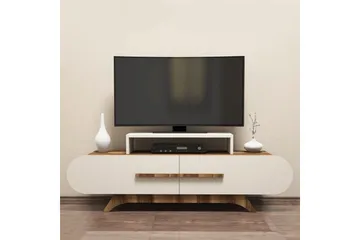Hovdane Golvstående Tv-bänk 145 cm med Förvaring i Mörkt Trä - Vit - Möbler - Tv möbel & mediamöbel - TV bänk & mediabänk