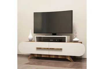 Hovdane Golvstående Tv-bänk 145 cm med Förvaring i Mörkt Trä - Vit - Möbler - Tv möbel & mediamöbel - TV bänk & mediabänk