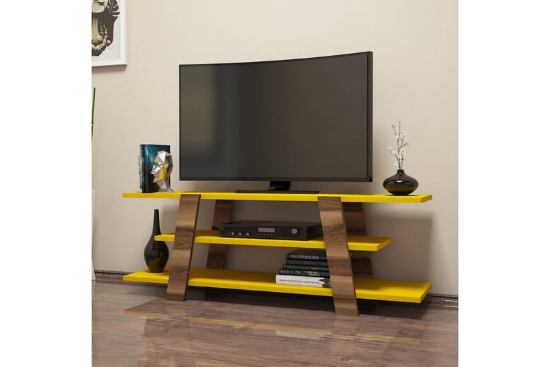 Hovdane TV-Bänk 120 cm - Brun/Gul - Möbler - Tv möbel & mediamöbel - TV bänk & mediabänk