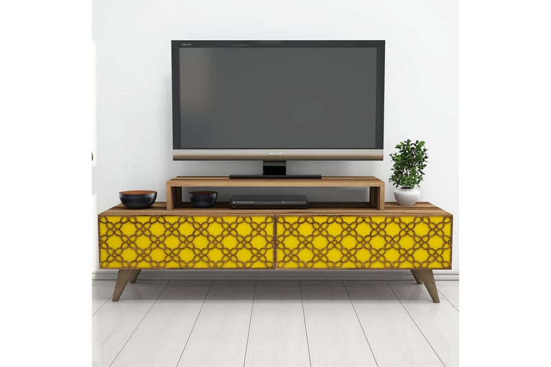 Hovdane TV-Bänk 140 cm - Brun/Gul - Möbler - Tv möbel & mediamöbel - TV bänk & mediabänk
