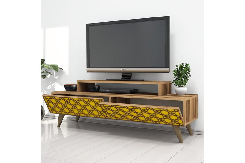 Hovdane TV-Bänk 140 cm - Brun/Gul - Möbler - Tv möbel & mediamöbel - TV bänk & mediabänk