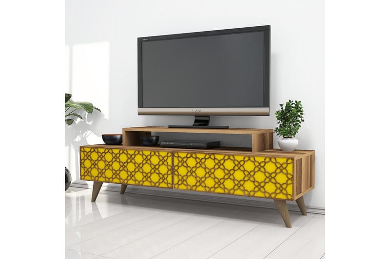 Hovdane TV-Bänk 140 cm - Brun/Gul - Möbler - Tv möbel & mediamöbel - TV bänk & mediabänk