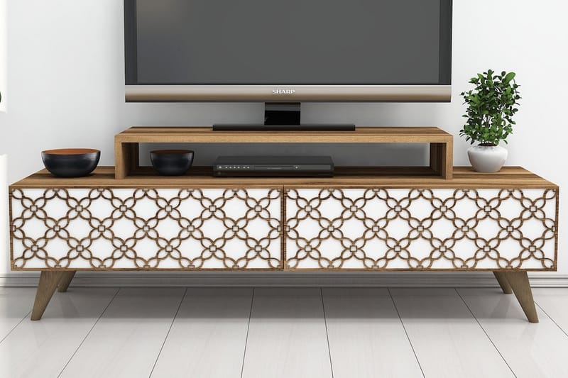 Hovdane TV-Bänk 140 cm - Brun/Vit - Möbler - Tv möbel & mediamöbel - TV bänk & mediabänk