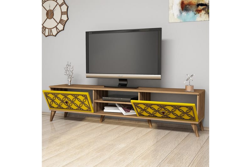 Hovdane TV-Bänk 180 cm - Brun/Gul - Möbler - Tv möbel & mediamöbel - TV bänk & mediabänk