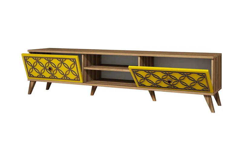 Hovdane TV-Bänk 180 cm - Brun/Gul - Möbler - Tv möbel & mediamöbel - TV bänk & mediabänk