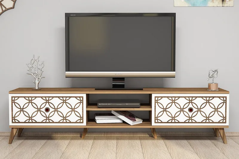 Hovdane TV-Bänk 180 cm, Brun/Vit