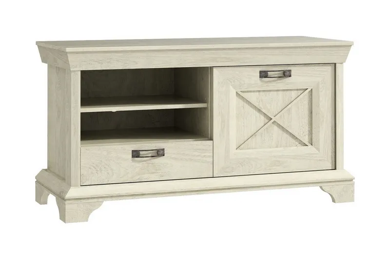 Hurlston TV-Bänk 123 cm med Förvaring i Målat Trä, Beige