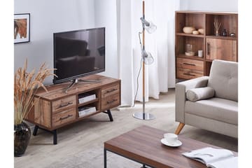Illari Golvstående Tv Bänk 127 cm med Förvaring i Ljust Trä - Brun - Möbler - Tv möbel & mediamöbel - TV bänk & mediabänk