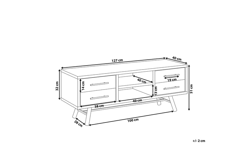 Illari TV-Bänk 127 cm - Trä/Natur - TV bänk & mediabänk